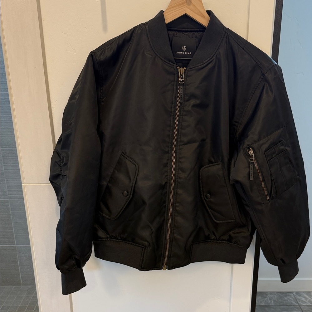 Anine Bing Classic Black Bomber Jacket